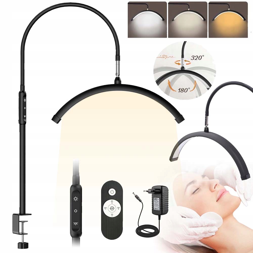 Kosmetická Lampa Led Oblouk 3 Barvy 5 Jasů Otočná O 360° S Regulací