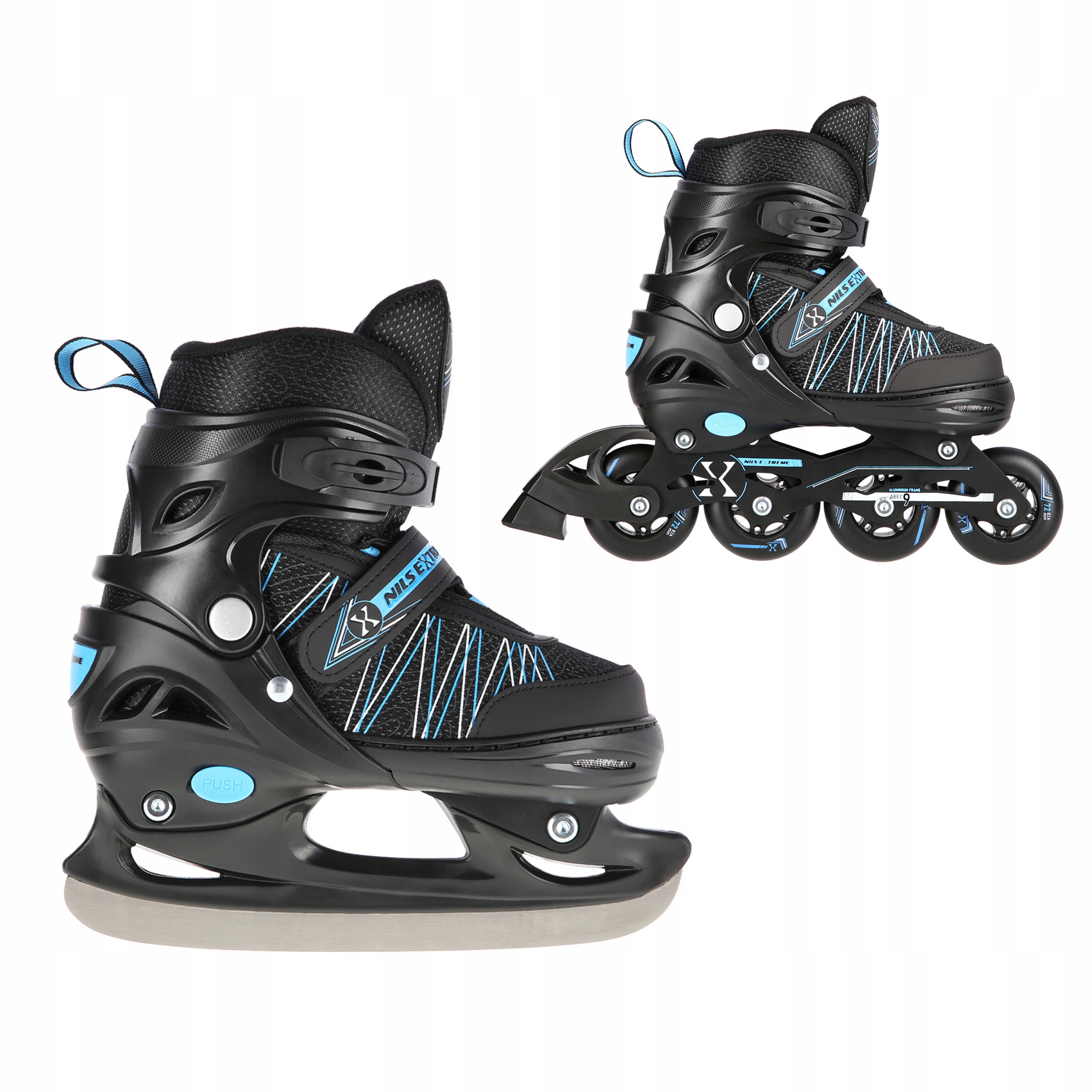 Hokejové Brusle Brusle 2v1 2v1 Nastavitelné modré ABEC9 39-42 Nils