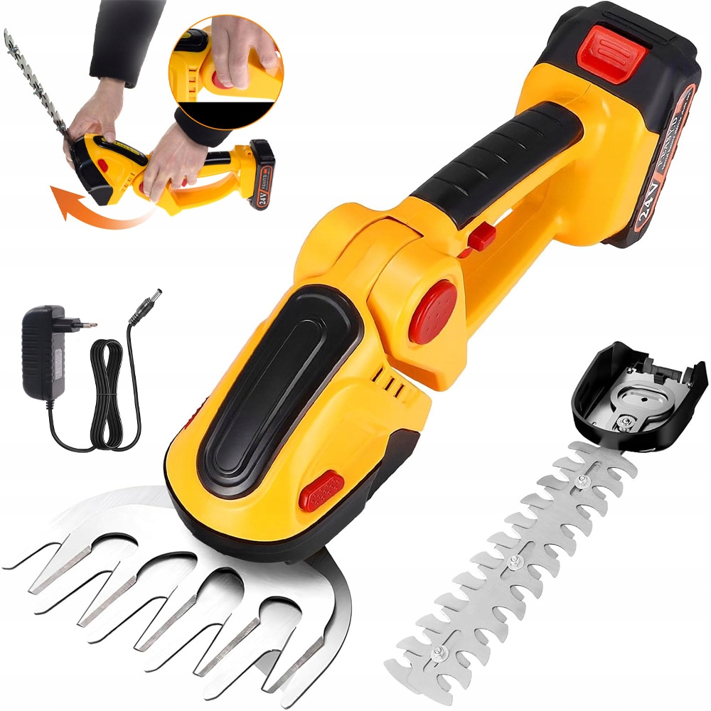 Elektrické Nůžky Na Živý Plot A Trávy, Bezdrátové, Nastavitelný Úhel