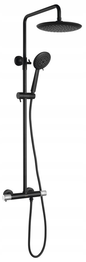 Solaris sprchový stĺp s termostatickou batériou, čierna mat/chróm (WD139BC)