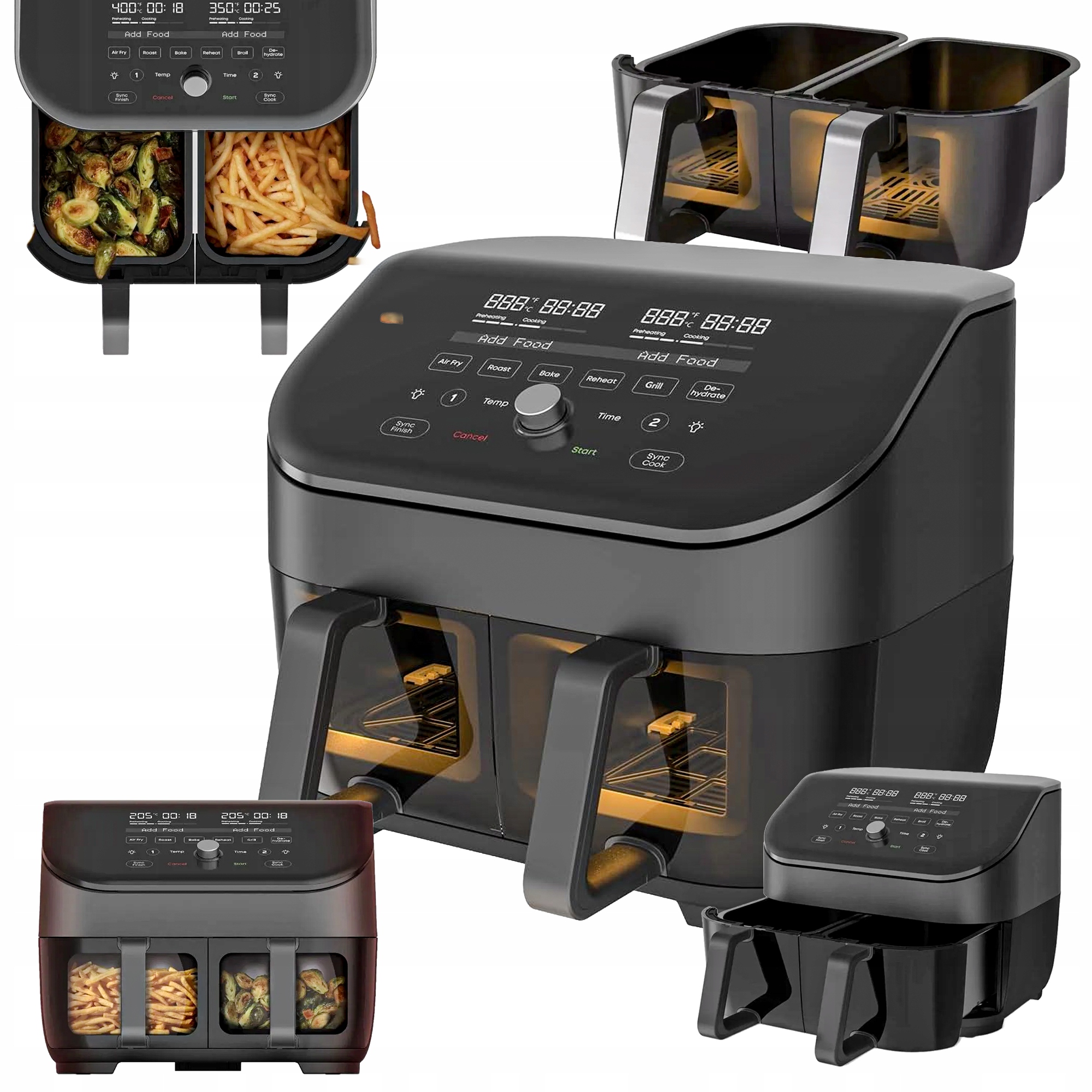 Air Fryer Dvojitá beztuková fritéza Instant Pot Dual 1700 W, černá
