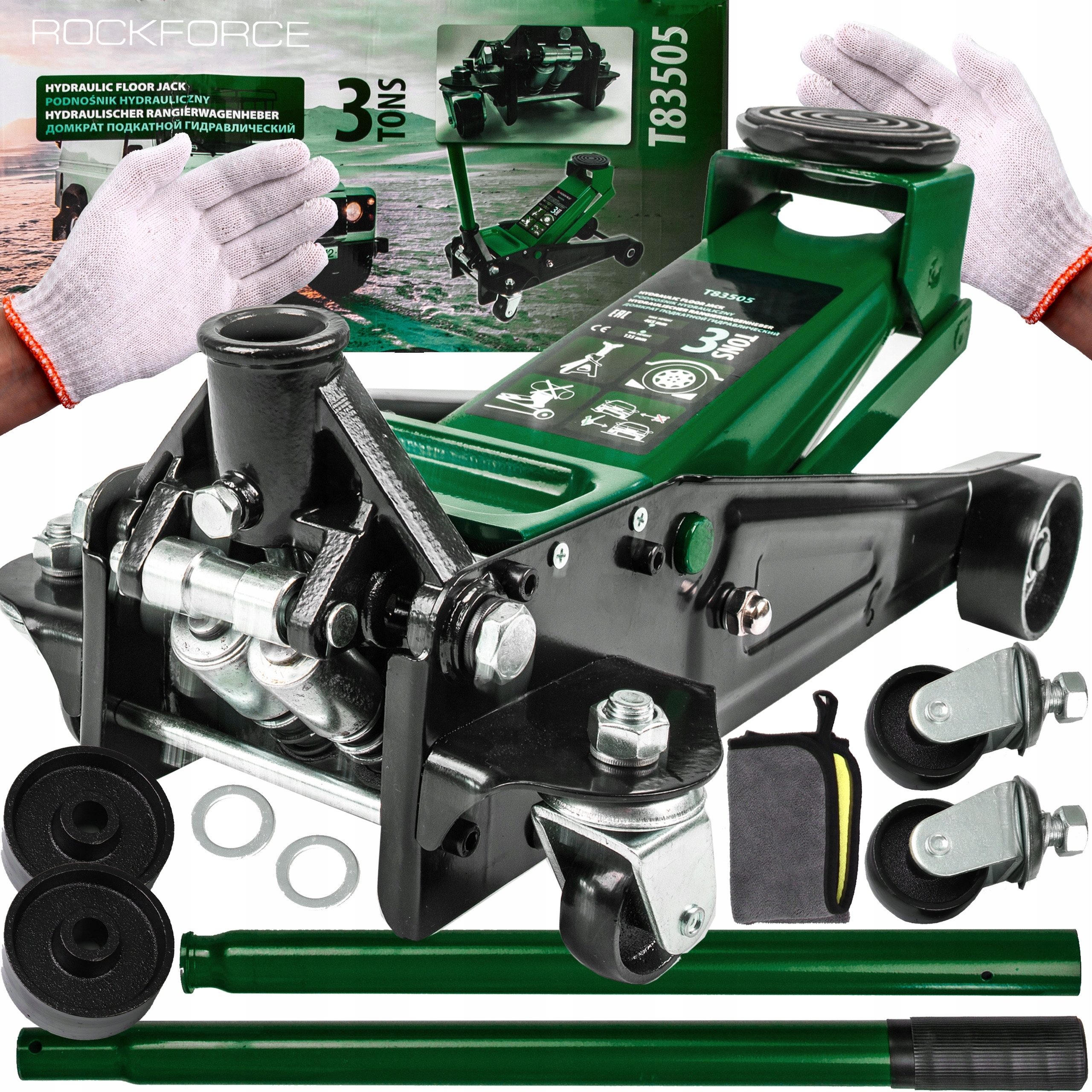 PODNOŚNIK HYDRAULICZNY WARSZTATOWY ŻABA 3T LEWAREK GUMA NISKOPROFILOWY