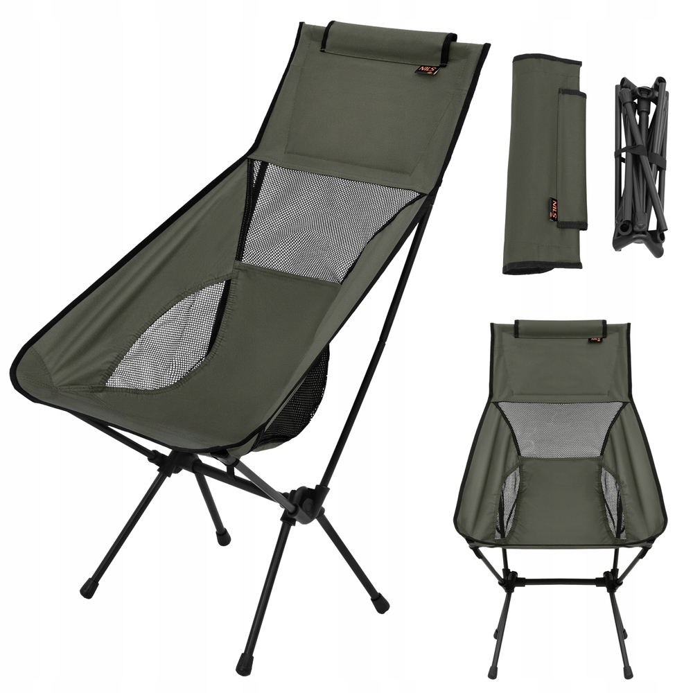 Krzesło Turystyczne Składane Kempingowe Plażowe Ogrodowe Podręczne Khaki