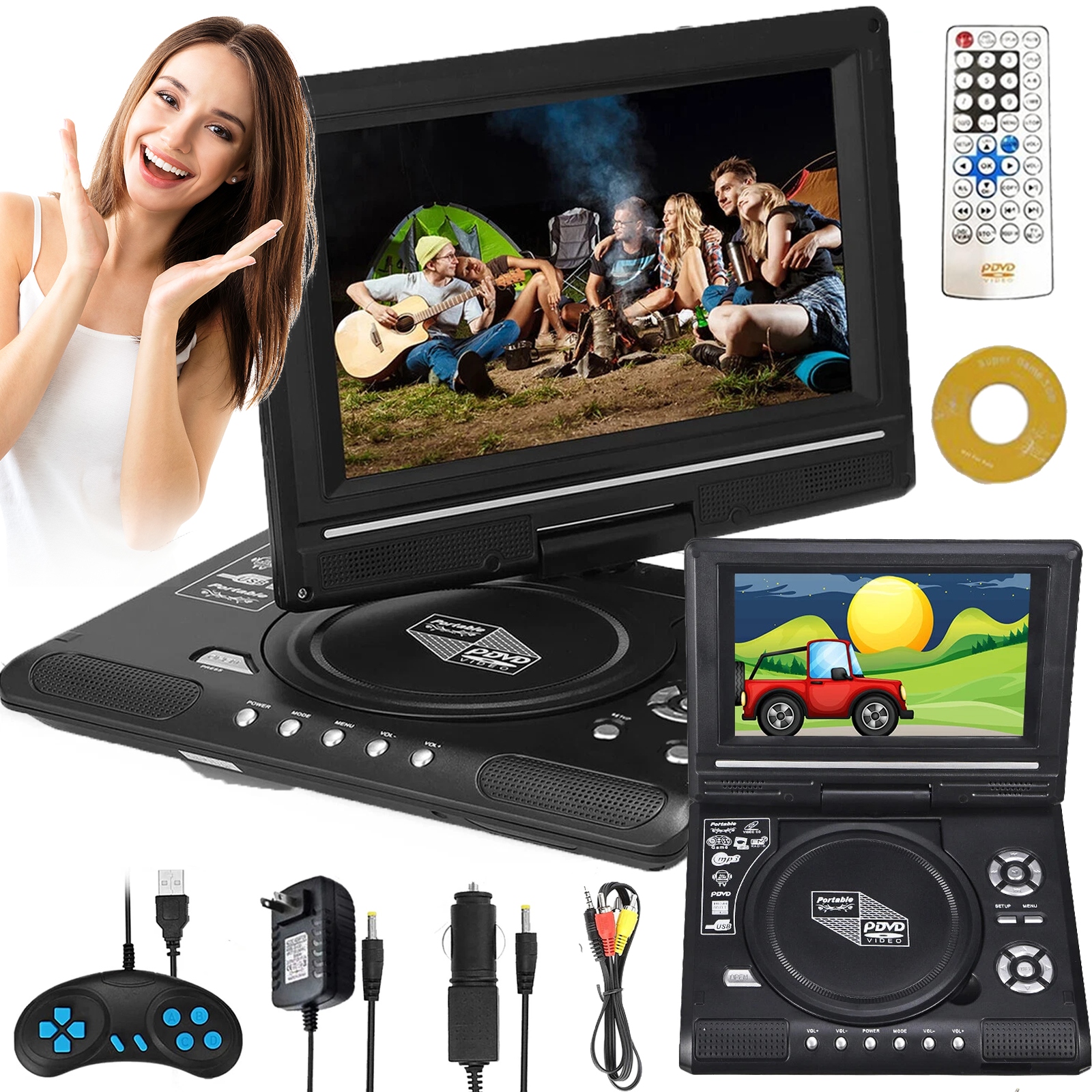 DVD Přehrávač CD 7,8 Palců Usb Sd MP3 Televizní Konzole Do Auta Domácí Hry Joystick