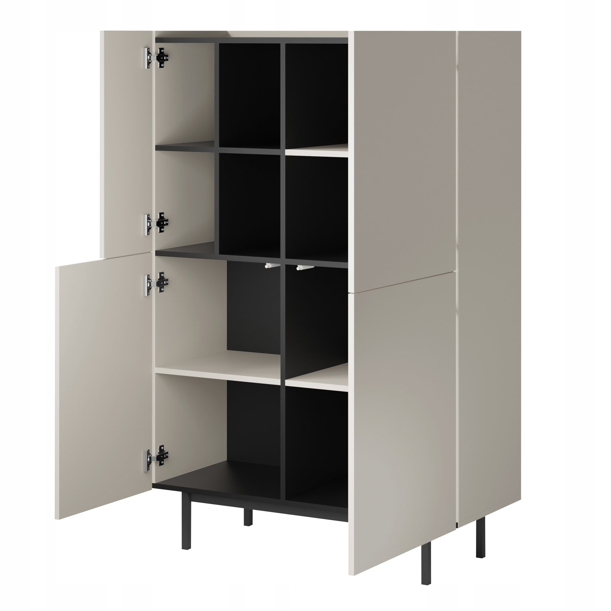 Regał z drzwiami uchylnymi Noel 100 Kaszmir / Czarny