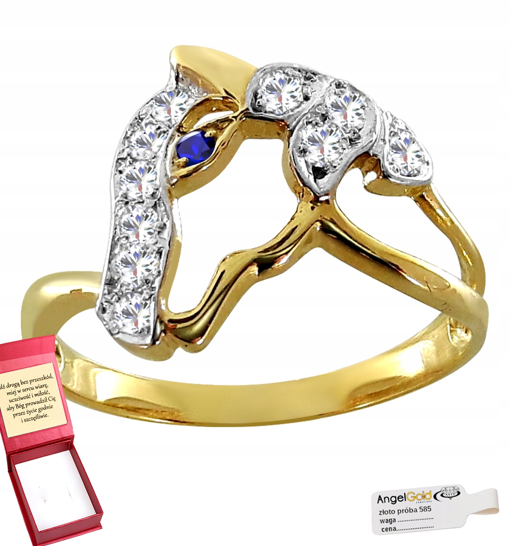 Zlatý Zásnubní Prstýnek Kůň Se Safírem Au 585