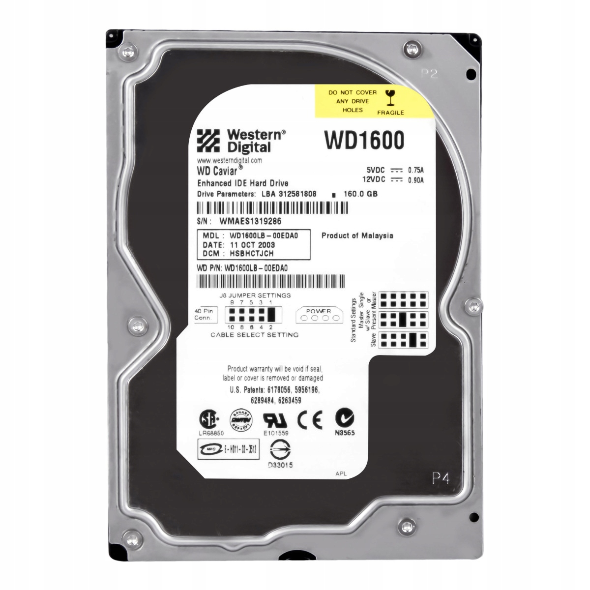 Wd Caviar 160GB 7.2K 2MB Ata 3.5'' WD1600LB-00EDA0