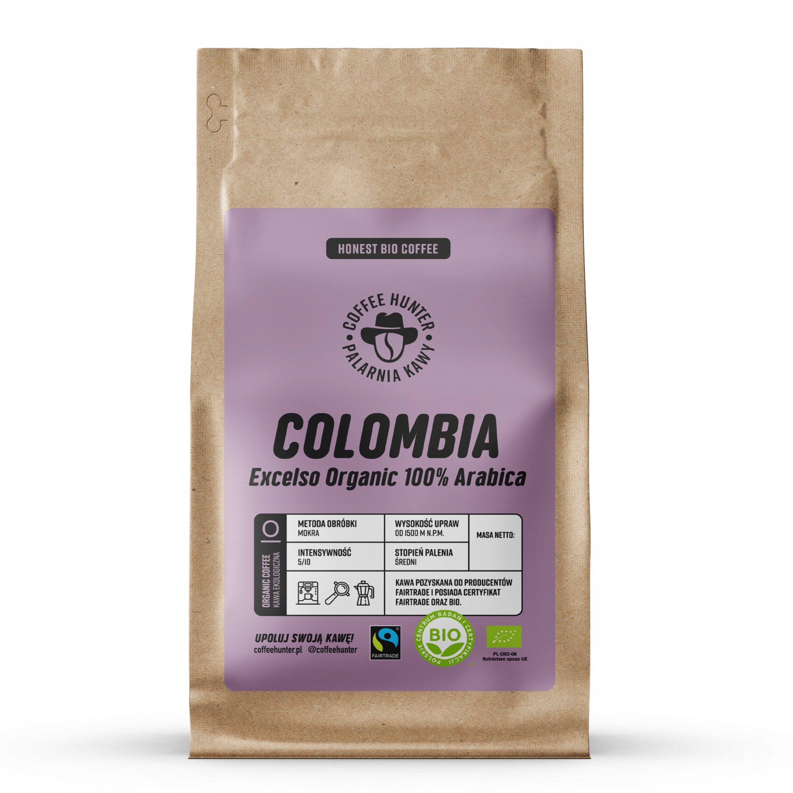 Káva Organická Colombia Excelso Zrno 1000 g 1 kg Kolumbie