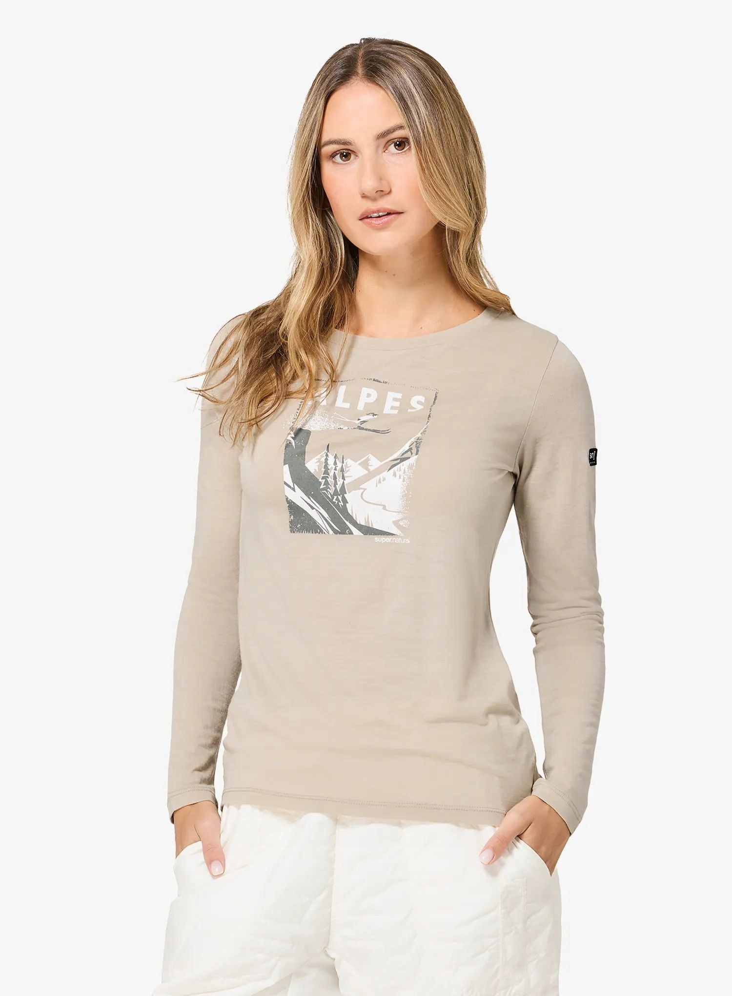 Bluza damska Super.natural Alpes Ls w.pepper/eucalyptus/f. white Xs