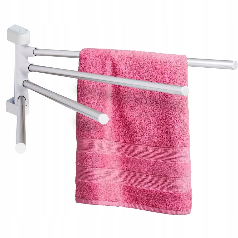 WIESZAK Z RUCHOMYMI RAMIONAMI BIAŁY MONTOWANY NA KOŁKI ŁAZIENKOWY SOLIDNY