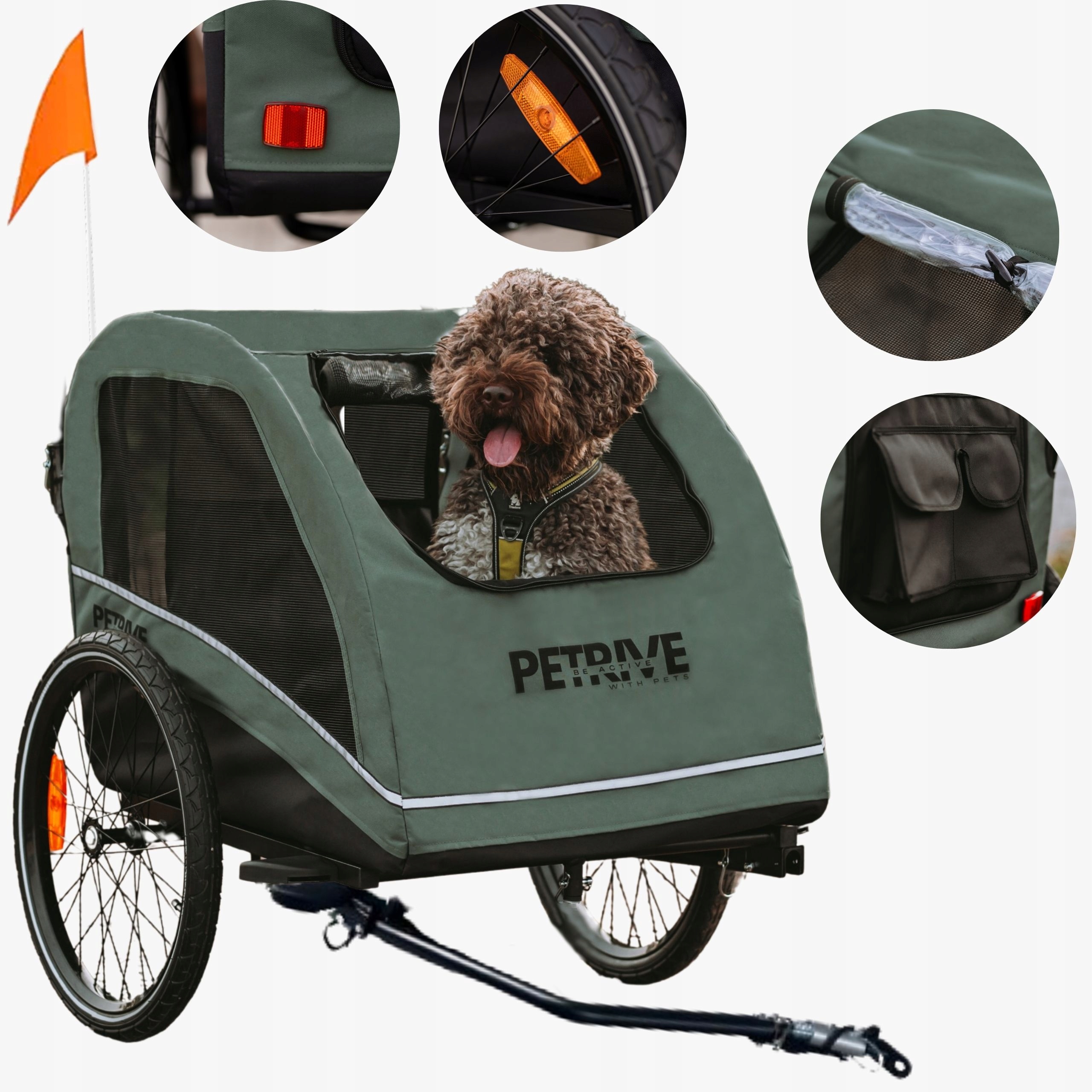 Levně Přívěs pro psa do 40 kg, přívěs na kolo pro kočky Petrive, norma Eu