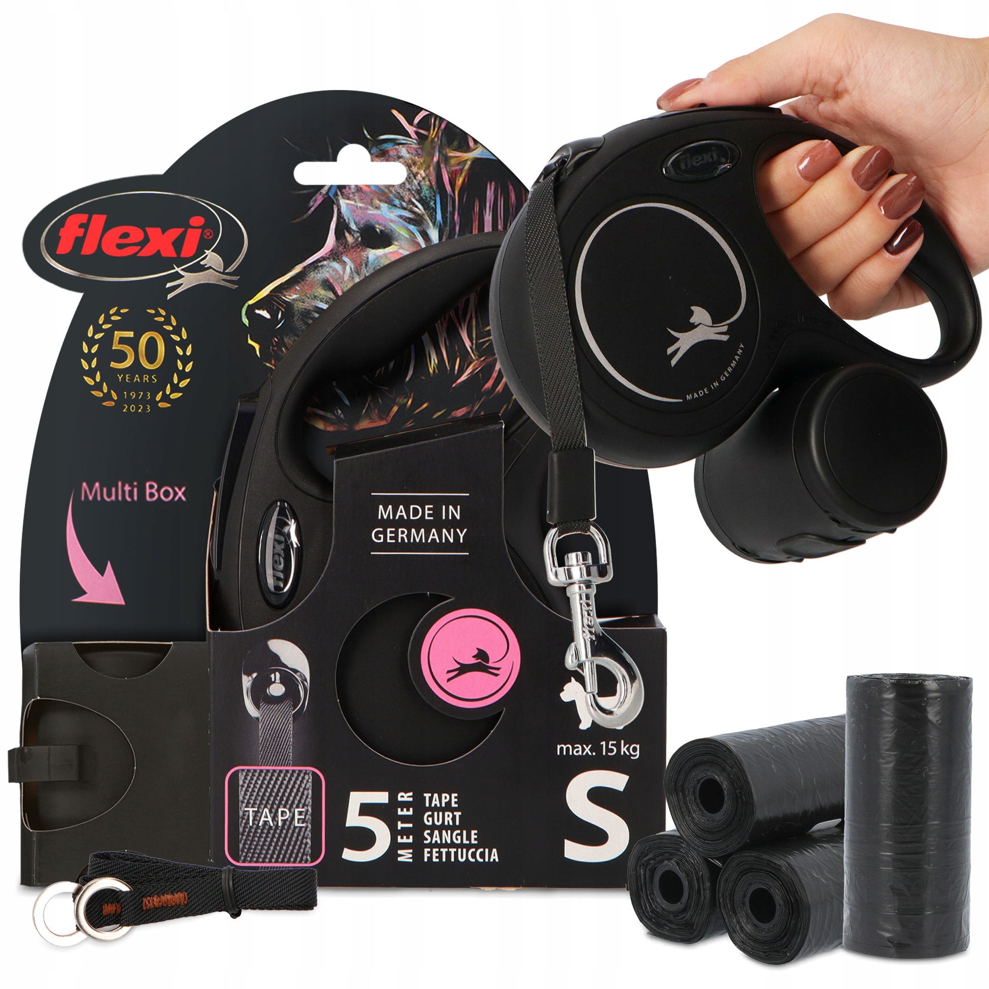 Levně Vodítko Kočičí pes 15 kg 5 m Nádoba Pouzdro 80x Sáčky Psí Odch 3O