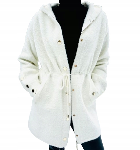 ALPAKA CIEPŁY PŁASZCZ Z KAPTUREM NARZUTKA PRZEJŚCIOWA WEŁNA Marka bez marki