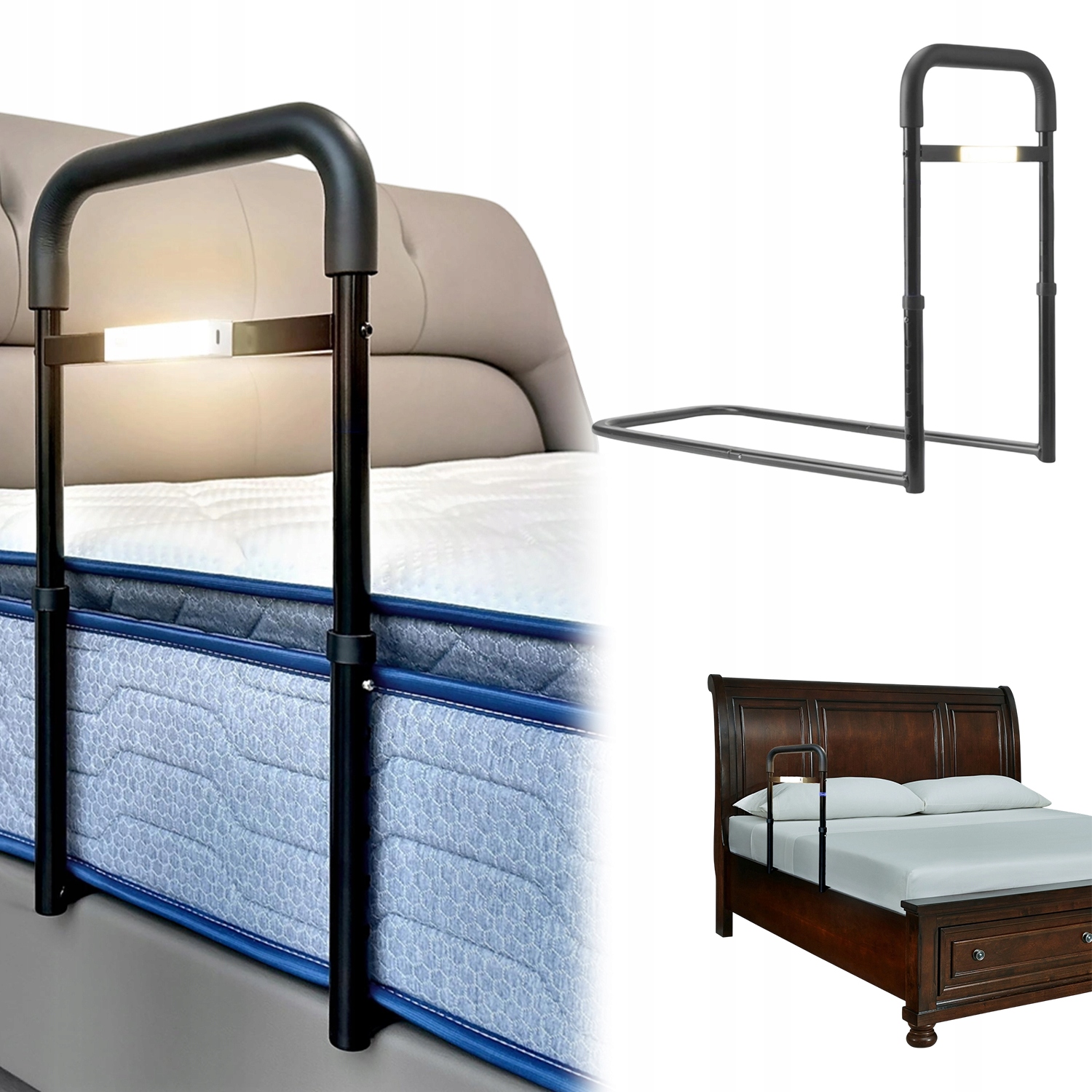 Poręcz Przyłóżkowa Ułatwiająca Wstawanie Lampka Led Sensor Ergonomiczna