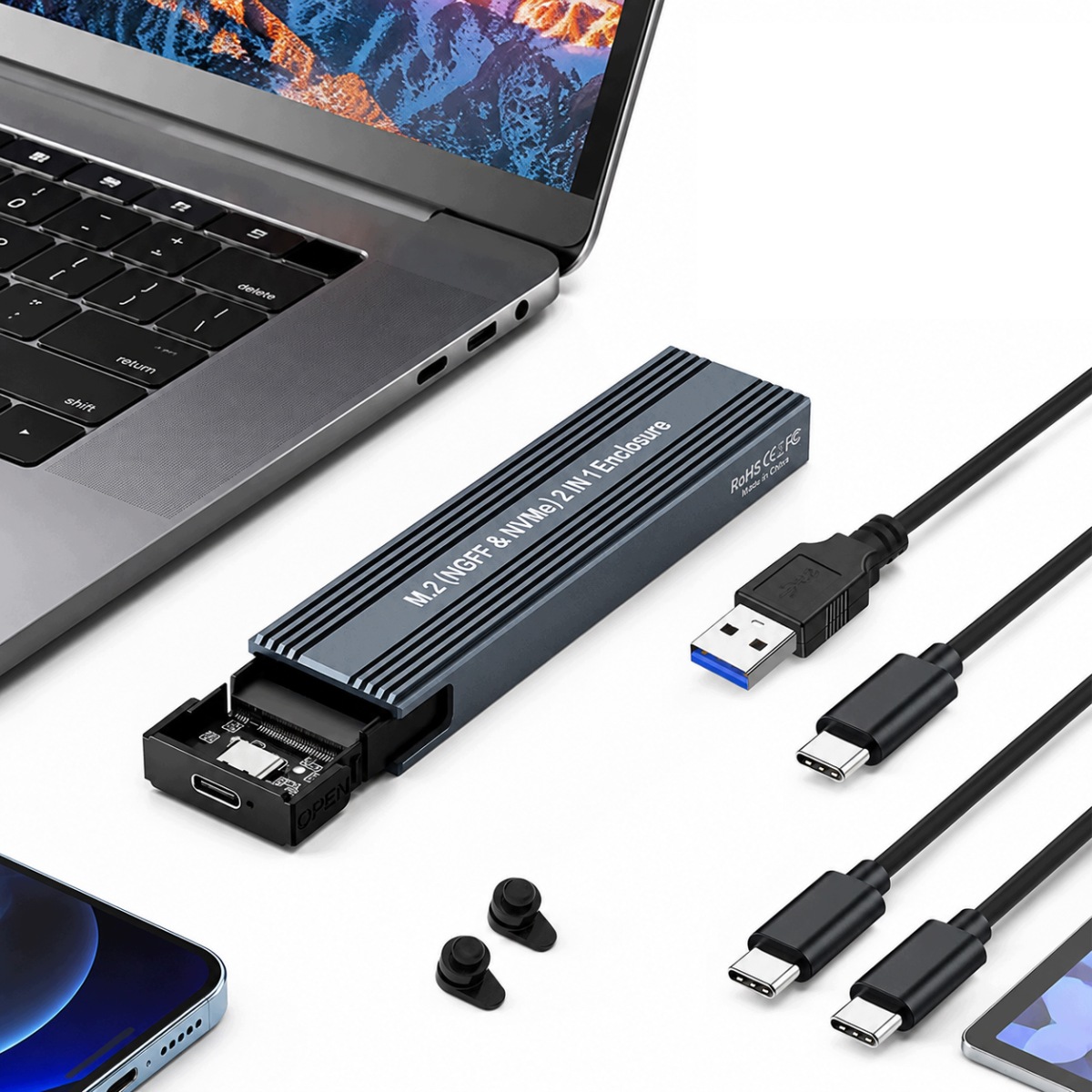 Obudowa Adapter Na Dysk Ssd M2 Nvme Pcie 2W1 Usb 3.1 Kieszeń M.2