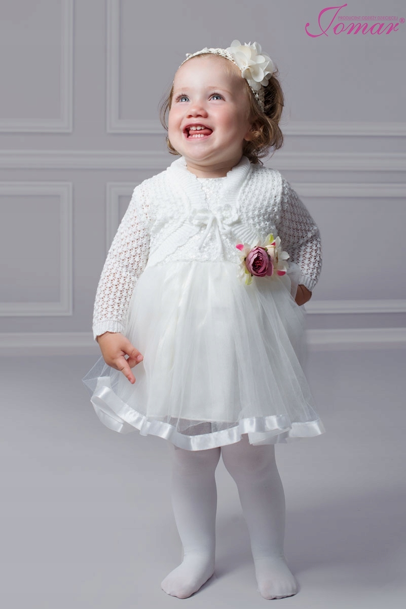 74 Bolerko sweterek ażurowy biały chrzest PL.