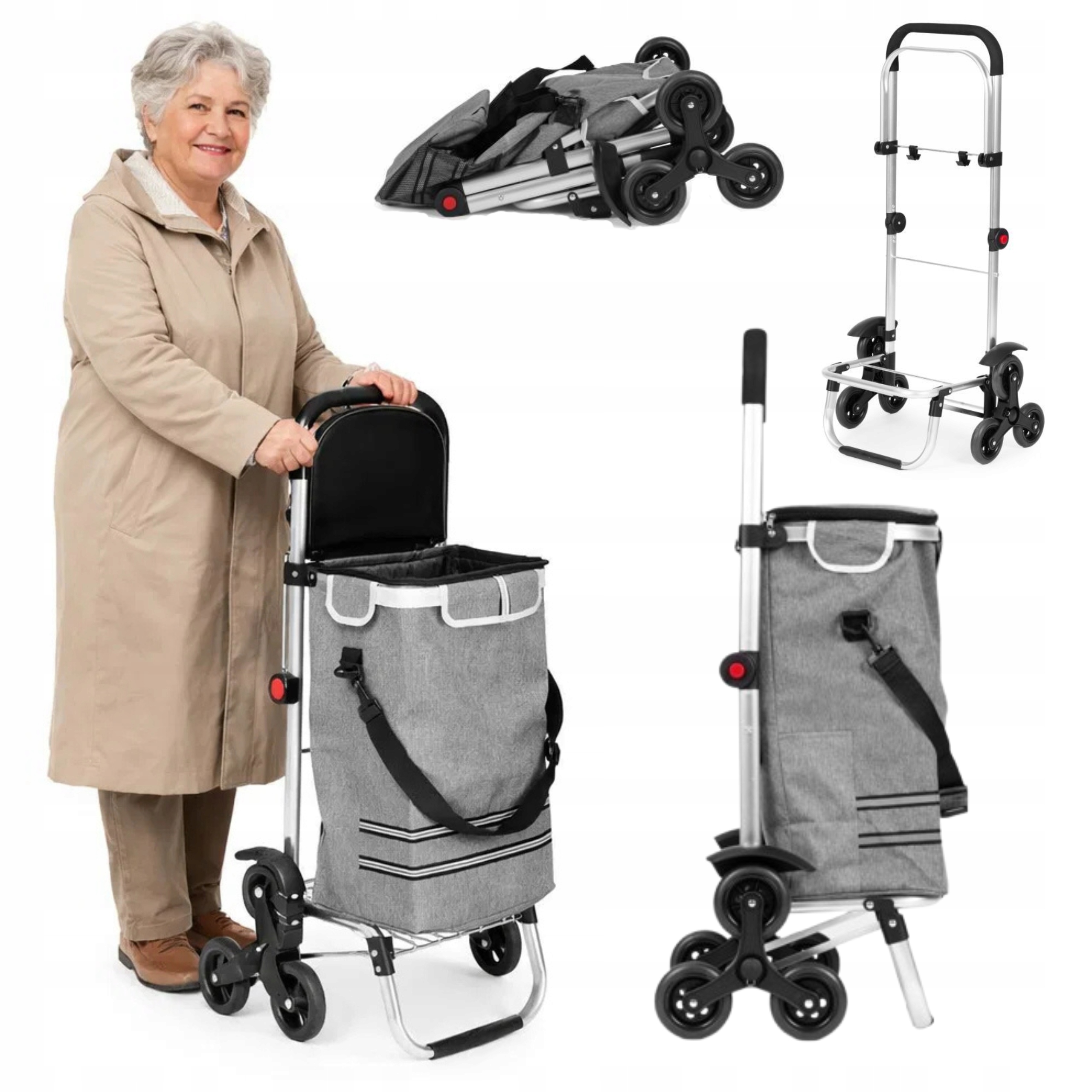 Wózek na zakupy składany torba na kółkach składana 30 litrów potrójne koła