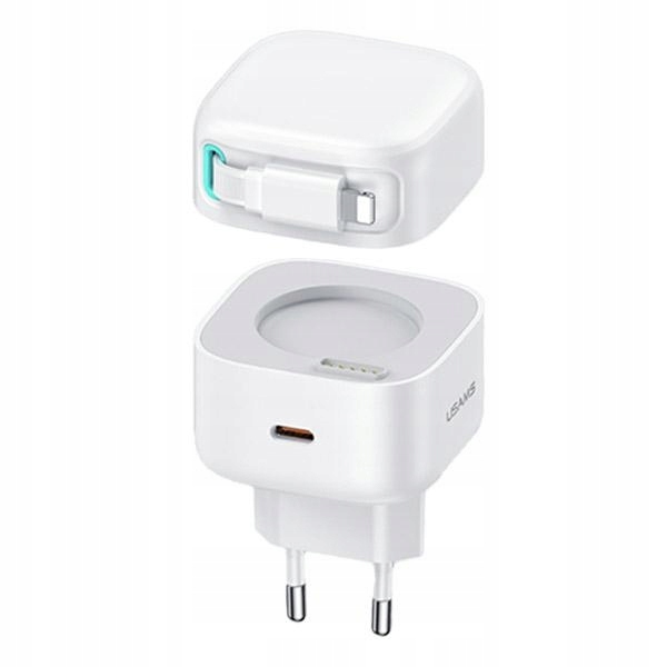 Usams Síťová nabíječka 1xUSB-C s navíjecím kabelem Lighning (only head) Pd+qc 35W