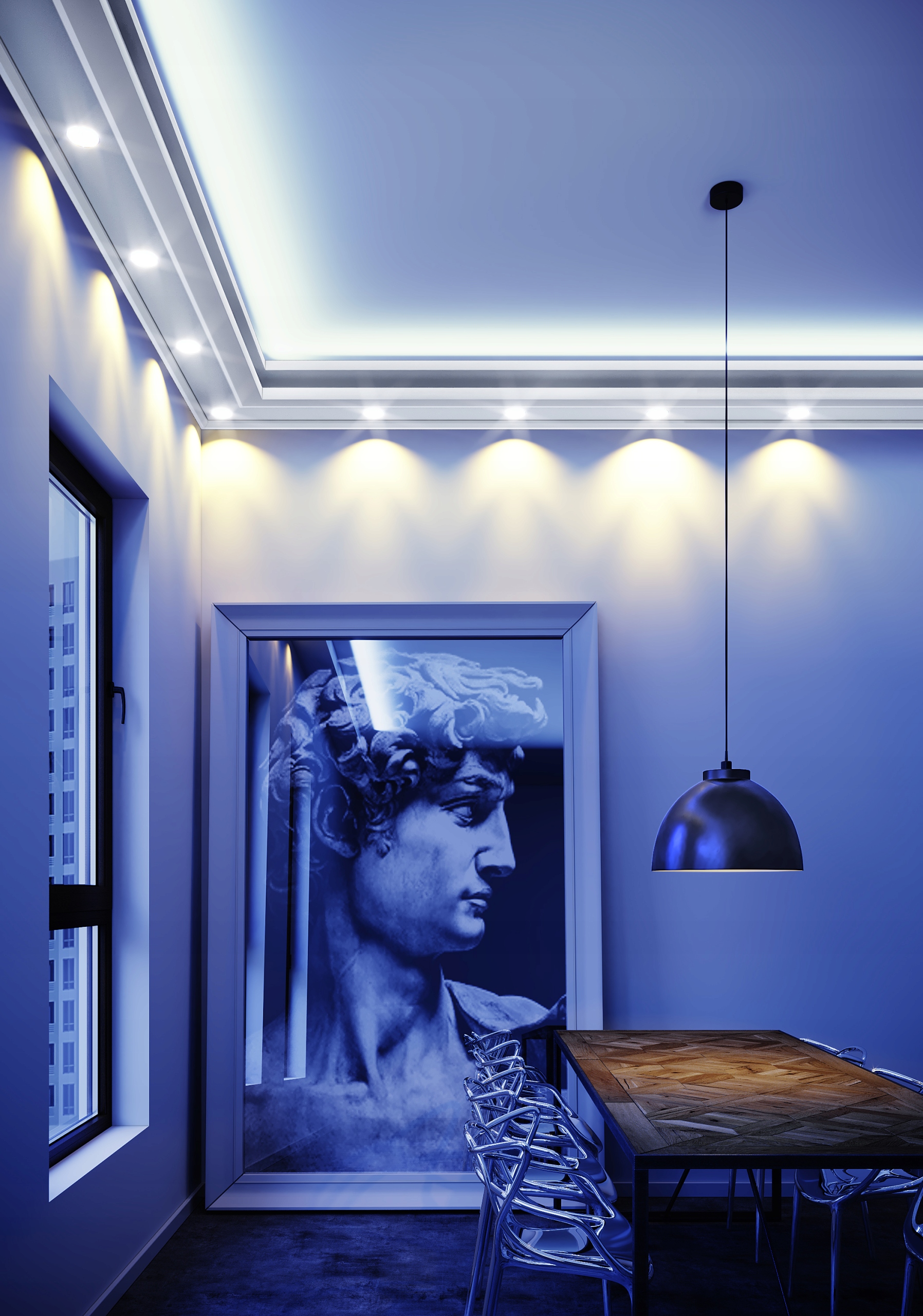 PODWIESZANY SUFIT, LED, HALOGEN, ZABUDOWA SUFITU Szerokość 125 mm