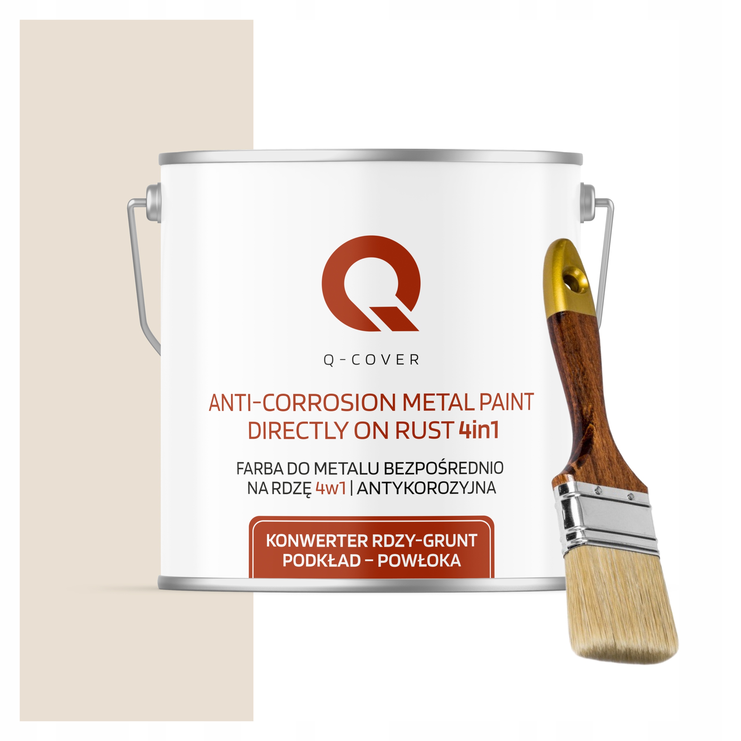 Farba na kov antikorózna 5L matná farba krémová štetec Ral 9001