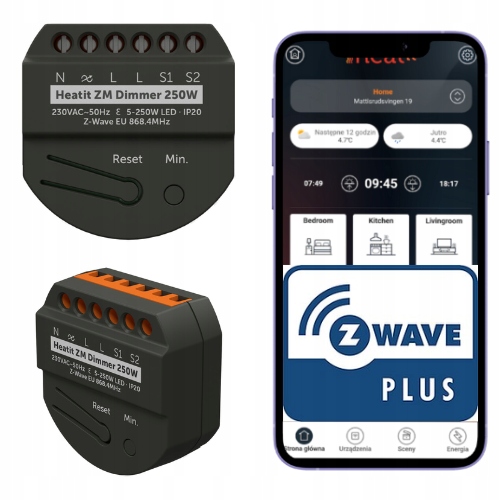 Heatit Zm Dimmer 250W Z-Wave Led prípustný stmievač 230 V, 2/3-vodičový