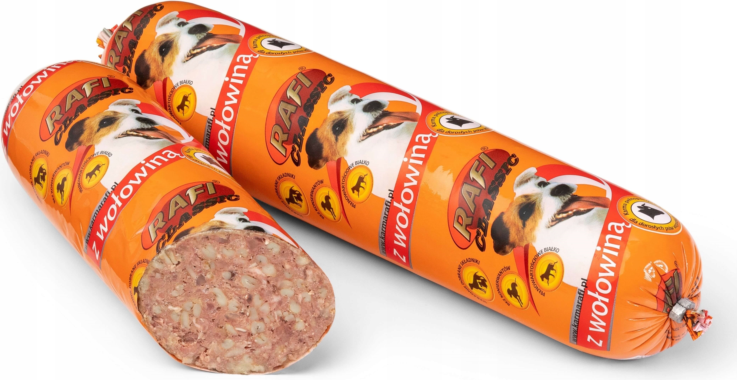 Levně Vlhké krmivo pro psy hovězí tyčinka Rafi Classic 70% masa 1 kg 10 kusů