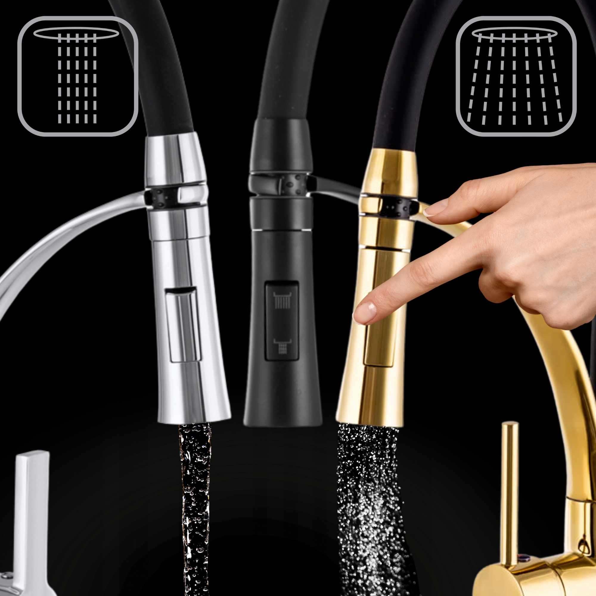 ZLEWOZMYWAK jednokomorowy GRANITOWY czarny bateria dlugi ociekacz SYFON 9w1 Rodzaj wpuszczany