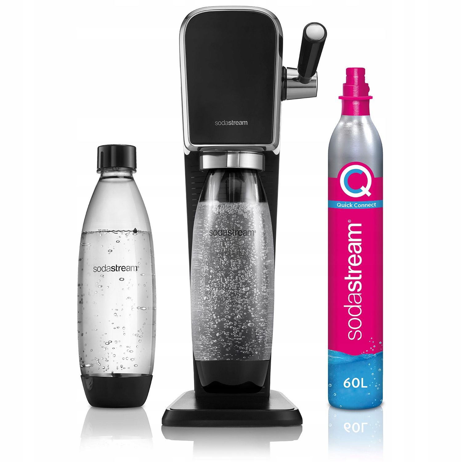 SATURATOR DO WODY GAZOWANEJ SODASTREAM ART | 3x BUTELKA 1L +2x NABÓJ+SŁOMKI Kolor dominujący czarny