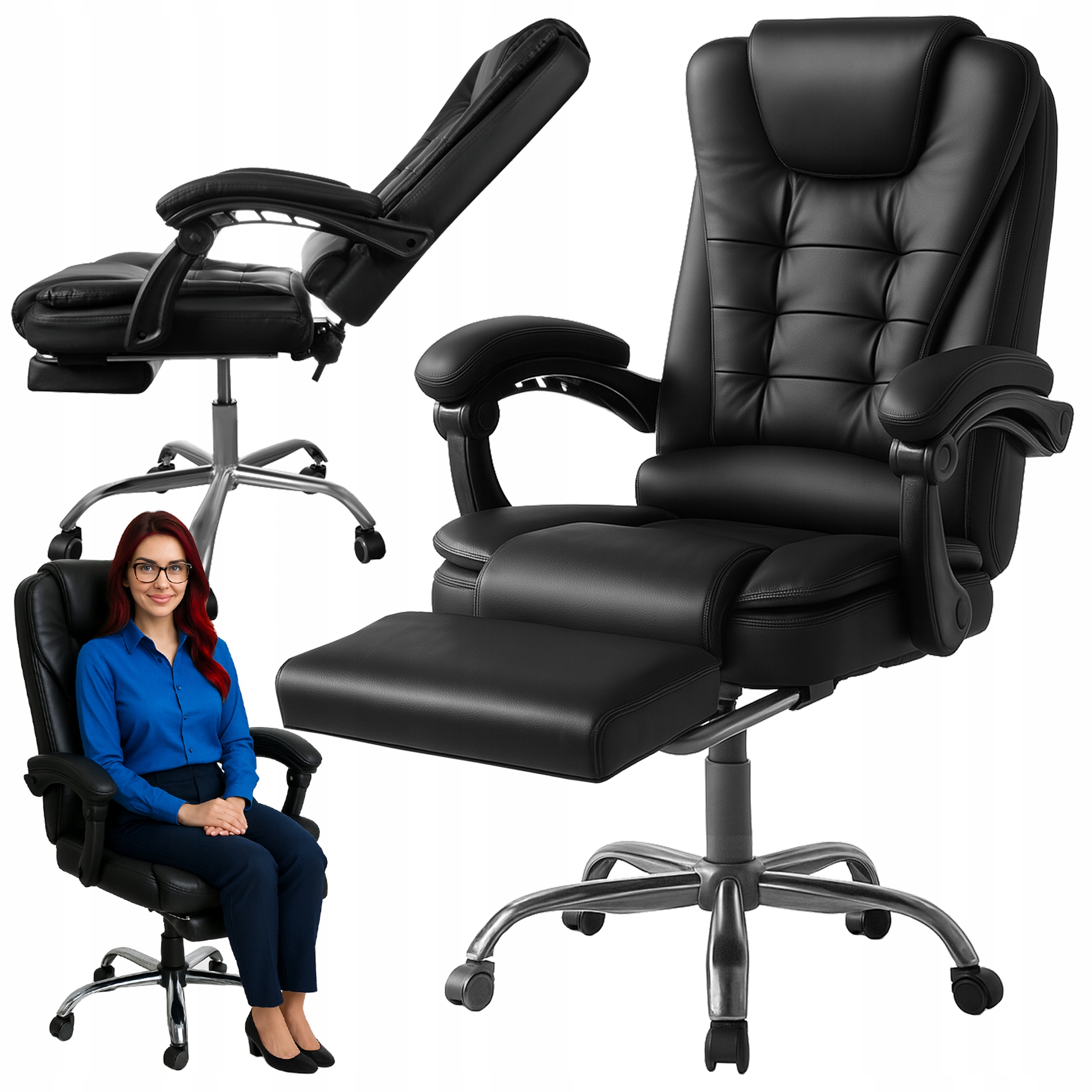 Otočná kancelárska stolička na stôl Ekokoža Podnožka