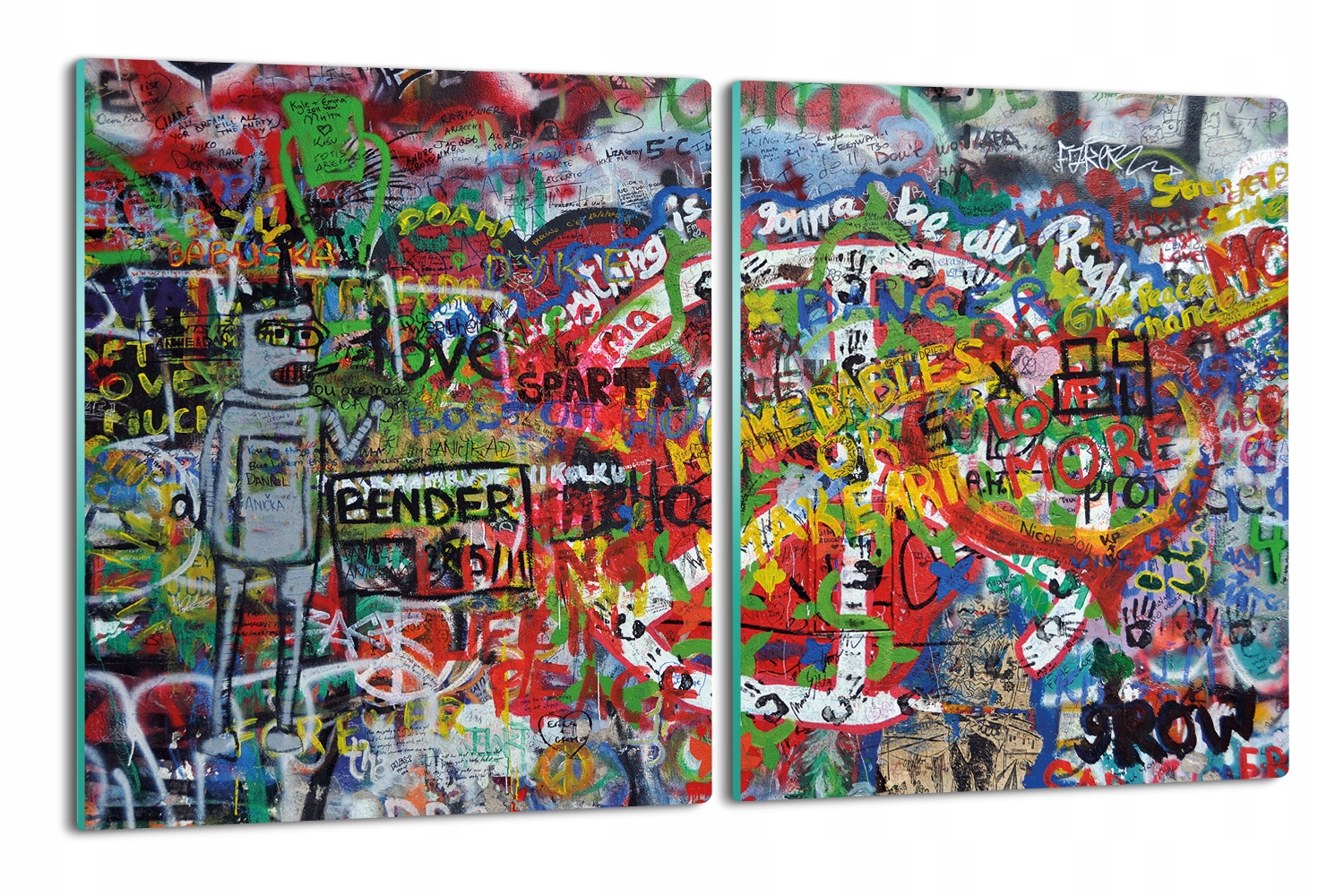 

szklana osłona kuchenna 2x 40x52 Praga graffiti