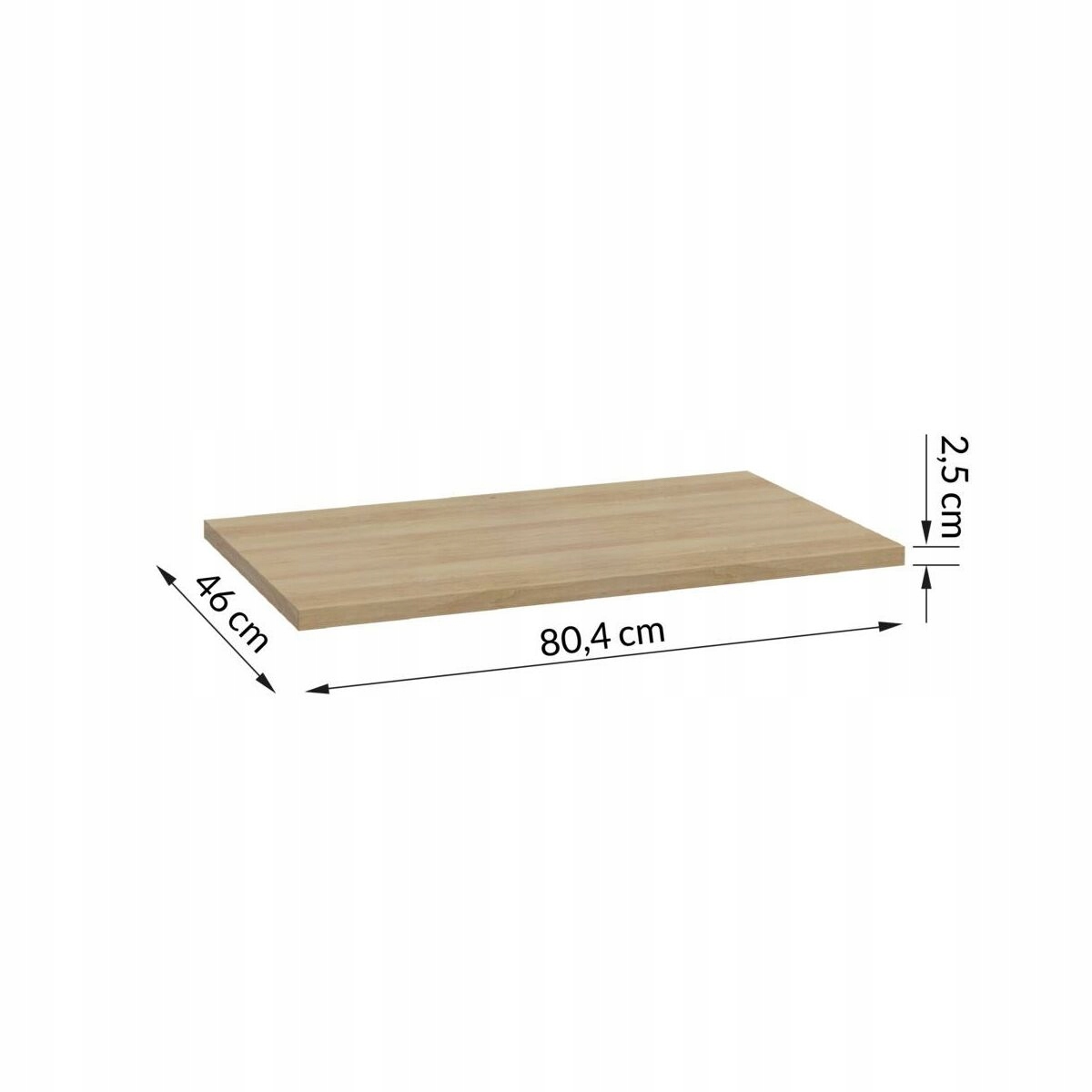 ZESTAW ŁAZIENKOWY Z BLATEM DĘBOWYM 80 biały połysk Szerokość mebla 80 cm