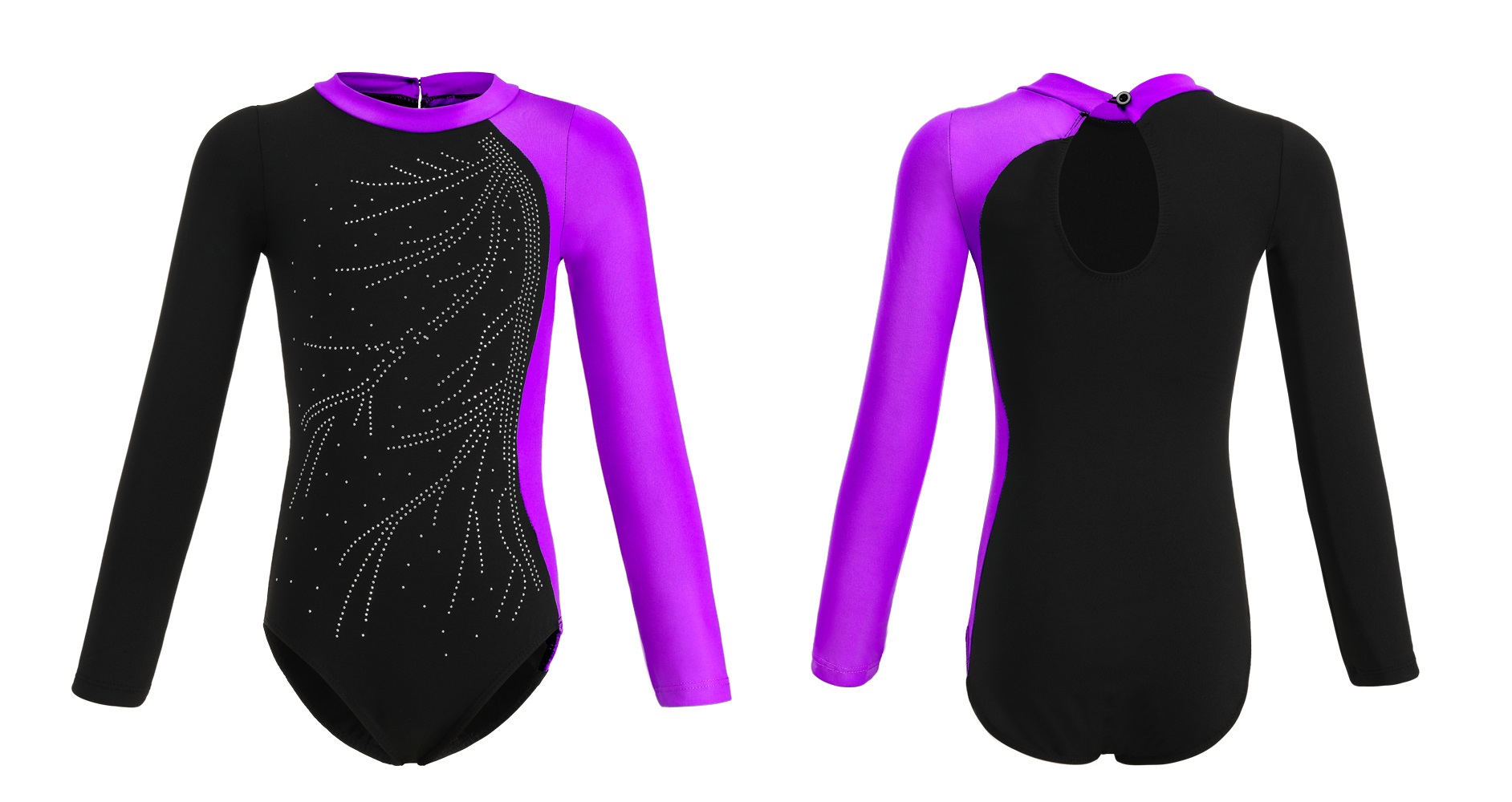 Gymnastické Baletní Body Fialové Asymetrické Baletní Oblečení Velikost 110