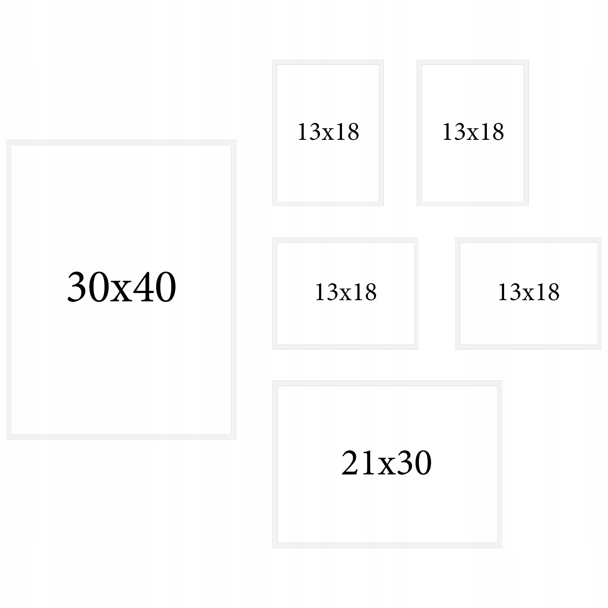 Rámečky na fotografie bílé 6 Ks 30x40 A4 21x30 13x18