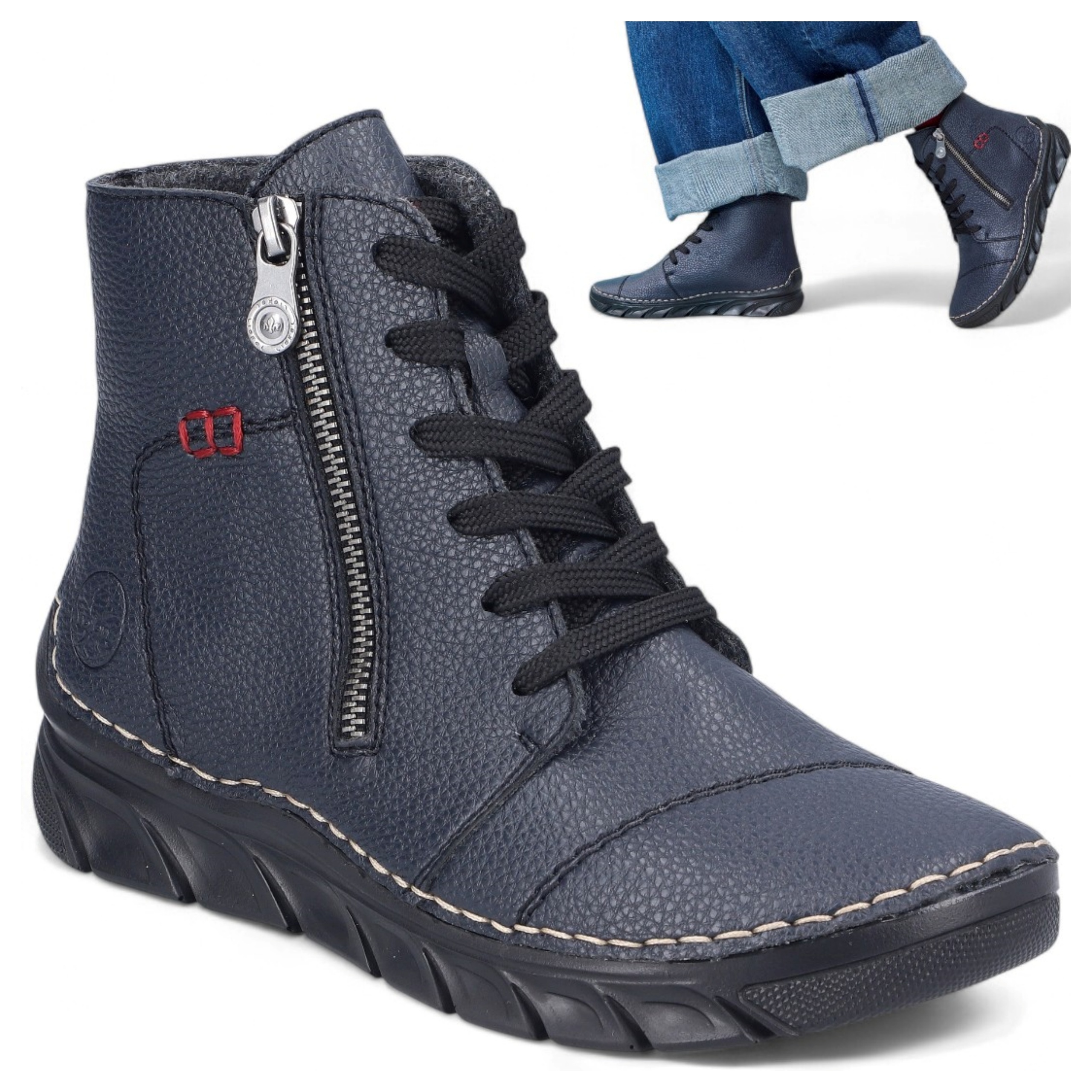 Dámské Kotníkové Boty na Podzim 41 Rieker Zateplené Boty Šněrovací Sportovní Zip