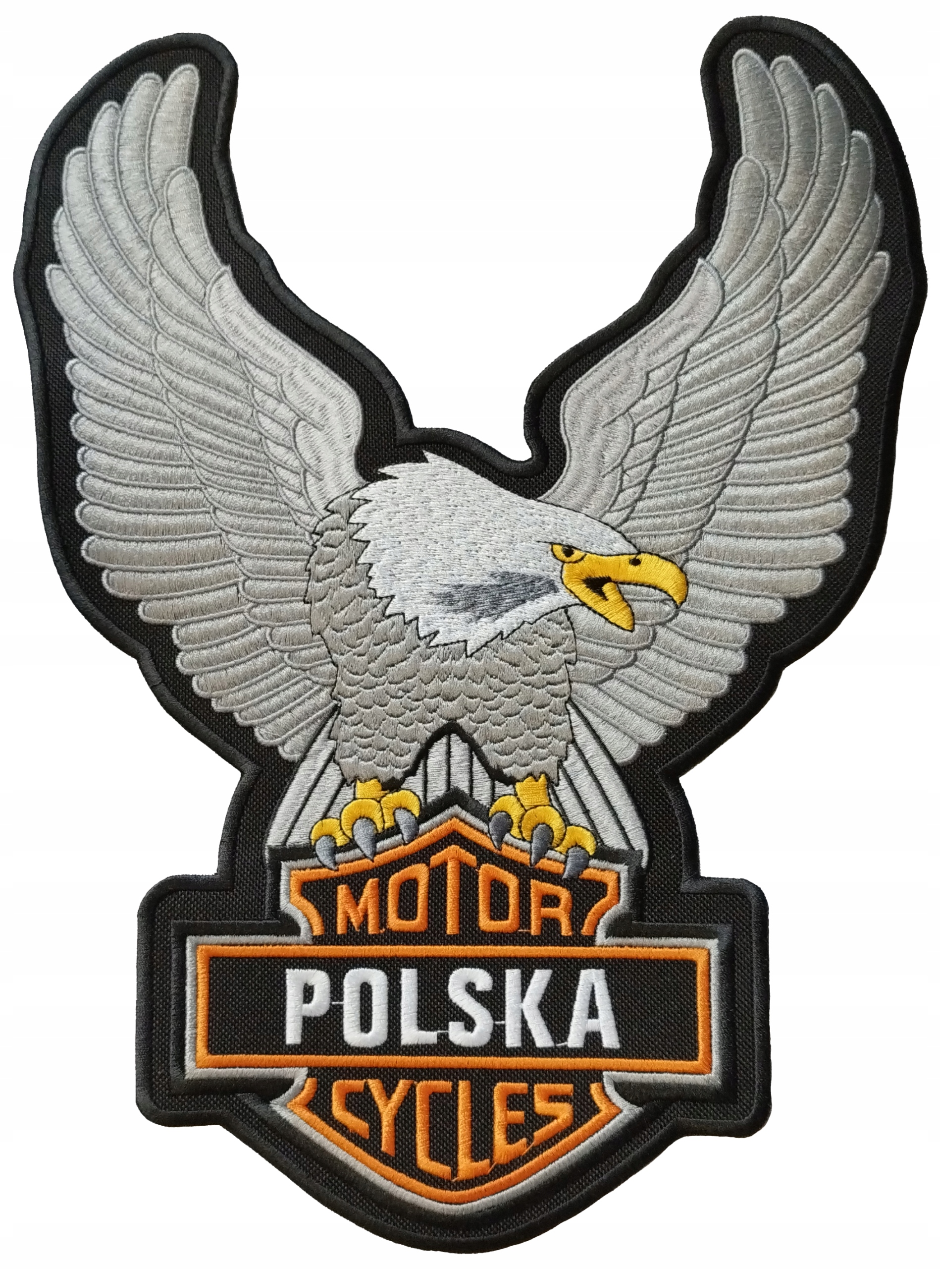 Var nášivka Motor Cycles Polsko orel 25 x 32cm šedá