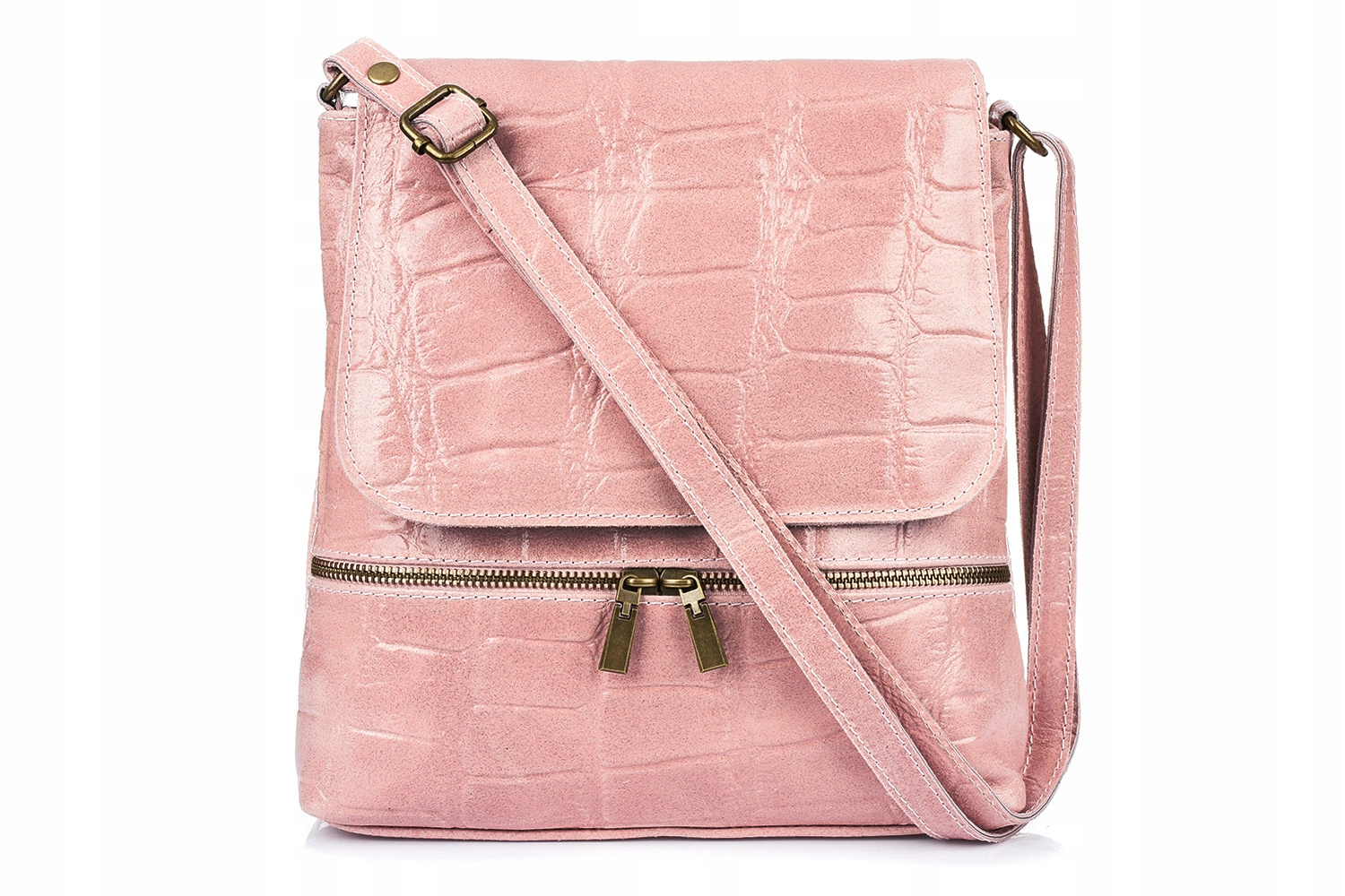 Dámská kožená italská Kabelka Přes Rameno Croco vertikální