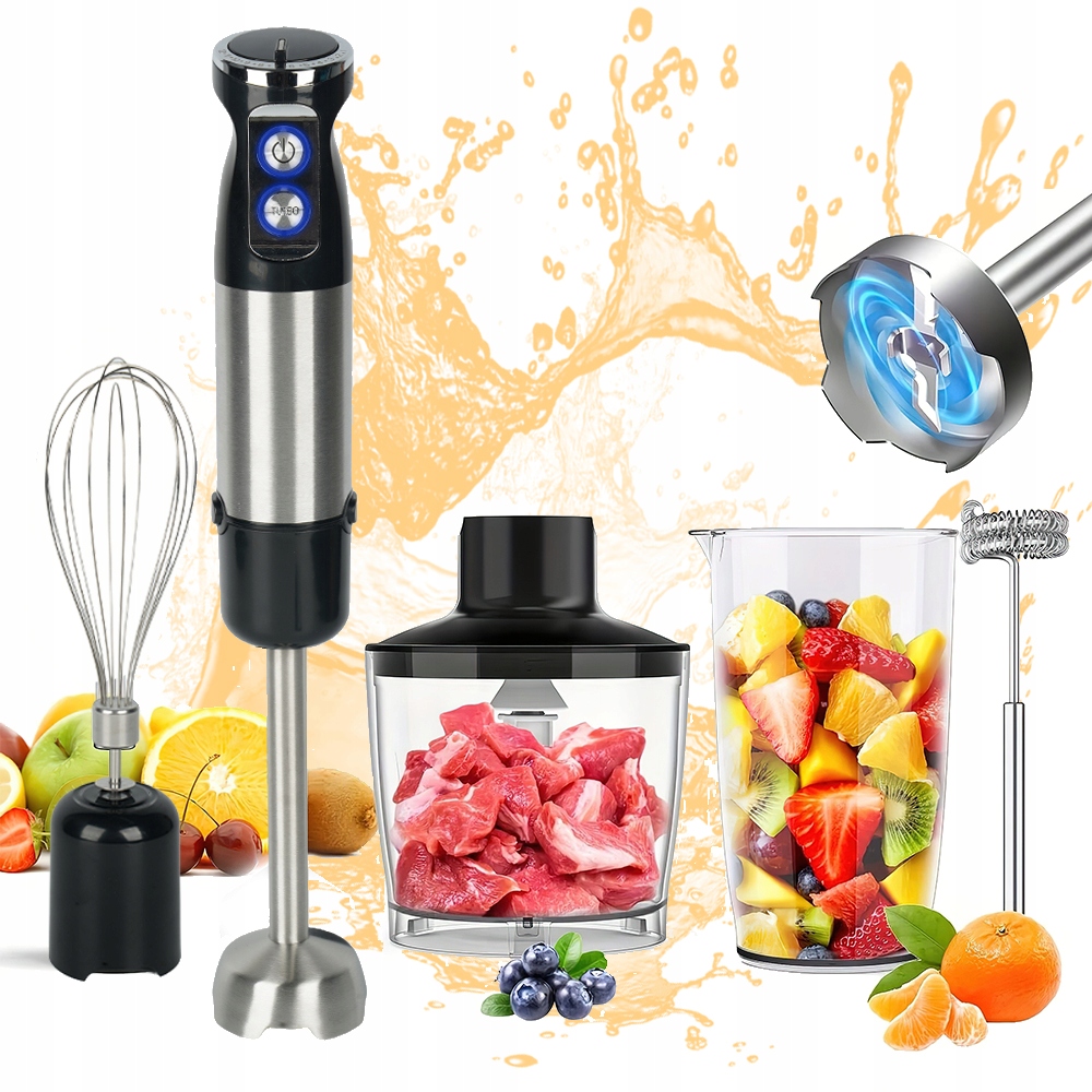 800W Elektrický Ruční Mixér 6V1 Sada S Pěchovadlem, Napěňovač, Odměrka 700 ML