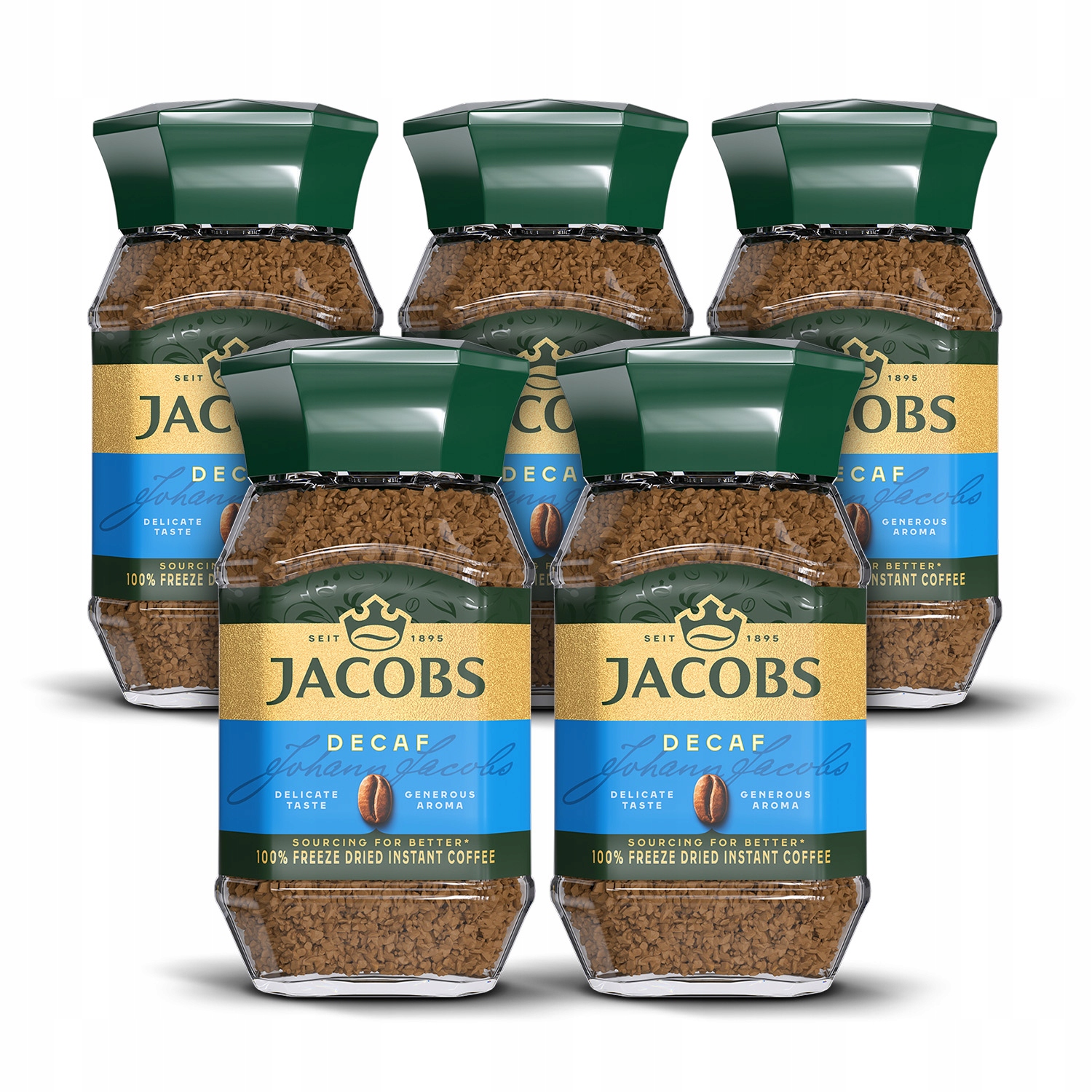 Zestaw kawa bezkofeinowa rozpuszczalna Jacobs Decaff 5x 100g