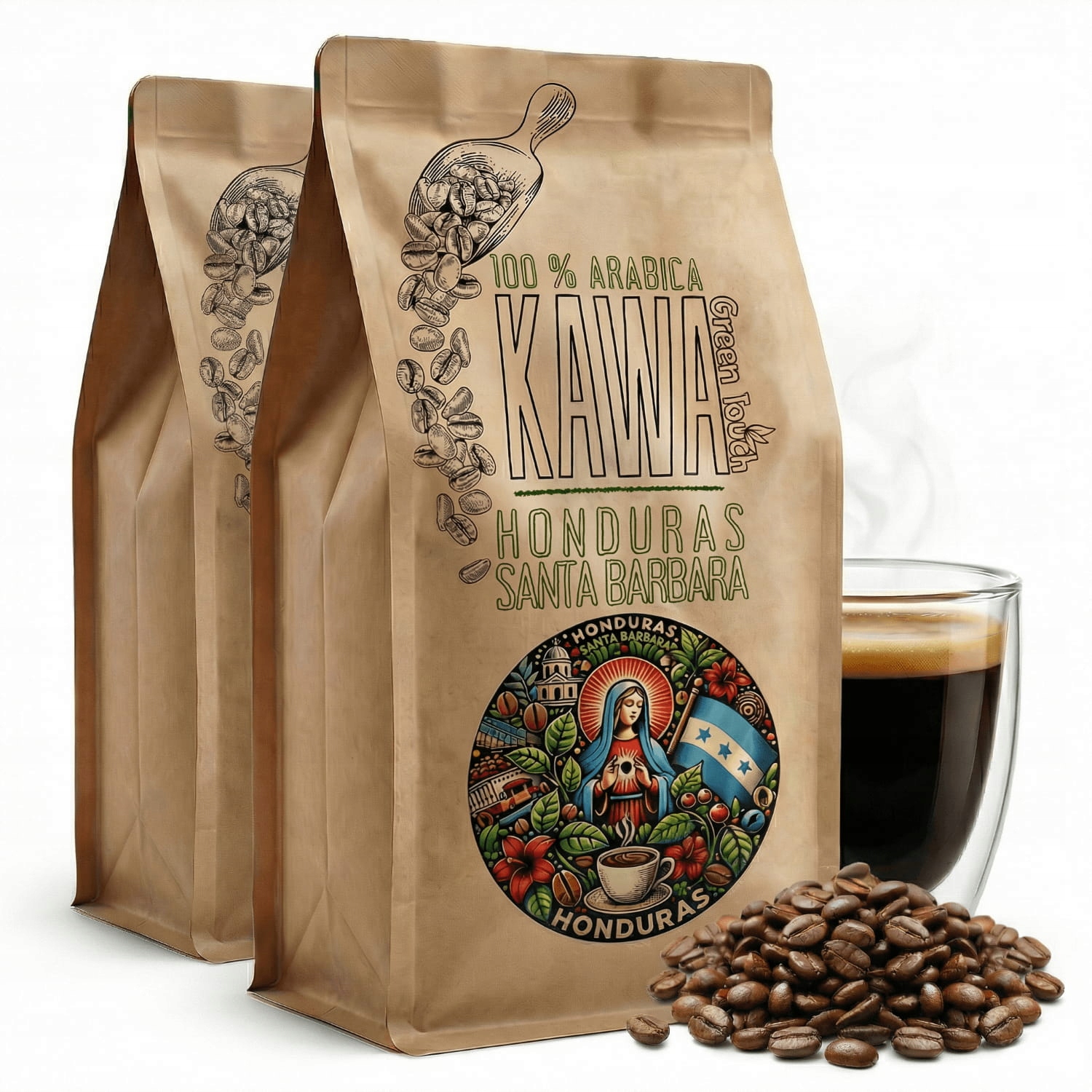 Levně Káva zrnková Honduras Santa Barbara 100% arabica 2 kg Green Touch 1+1 kg