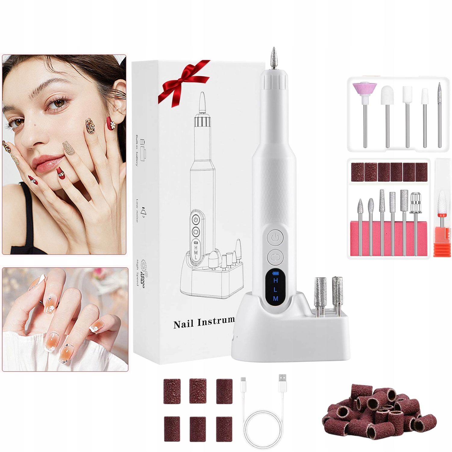 Bruska Sada 6 Bezdrátových Fréz Kompaktní A Výkonná Bílá