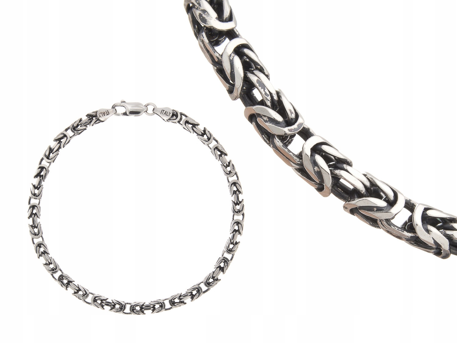 Stříbrný Náramek Byzantín 23 CM 3,5 MM Oxidovaný