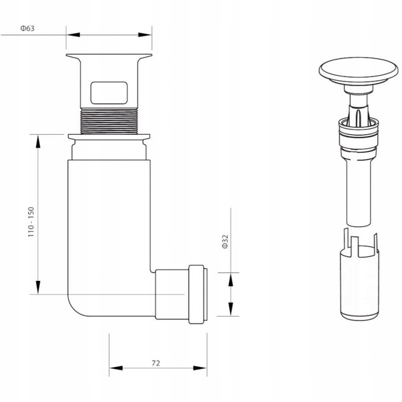 Prevex Syfon Umywalkowy Easy Clean + Clik-Clak Marka Prevex