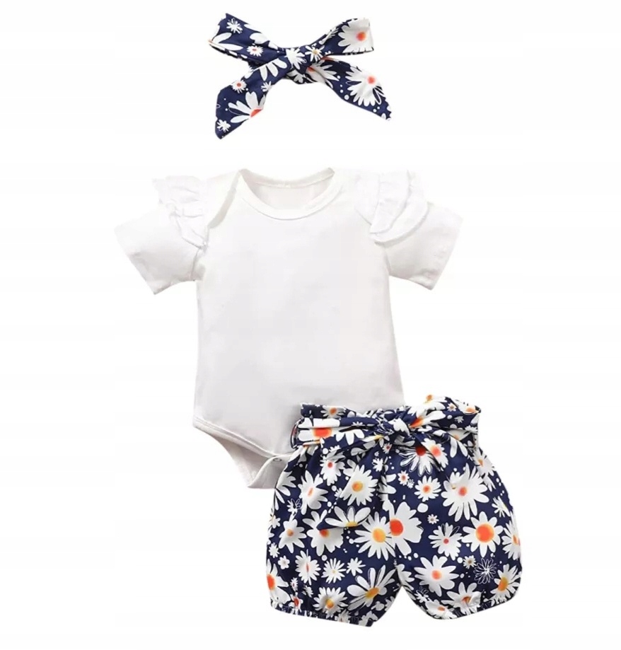 

Komplet krótkie spodenki bluzka opaska Lato 92 98