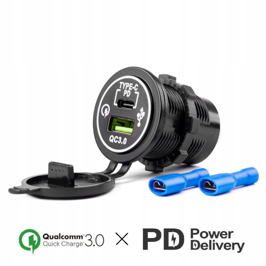 Gniazdo samochodowe z ładowarką do zabudowy USB 3.0 USB-C 2x 18W 12V 24V EAN (GTIN) 5903293028582