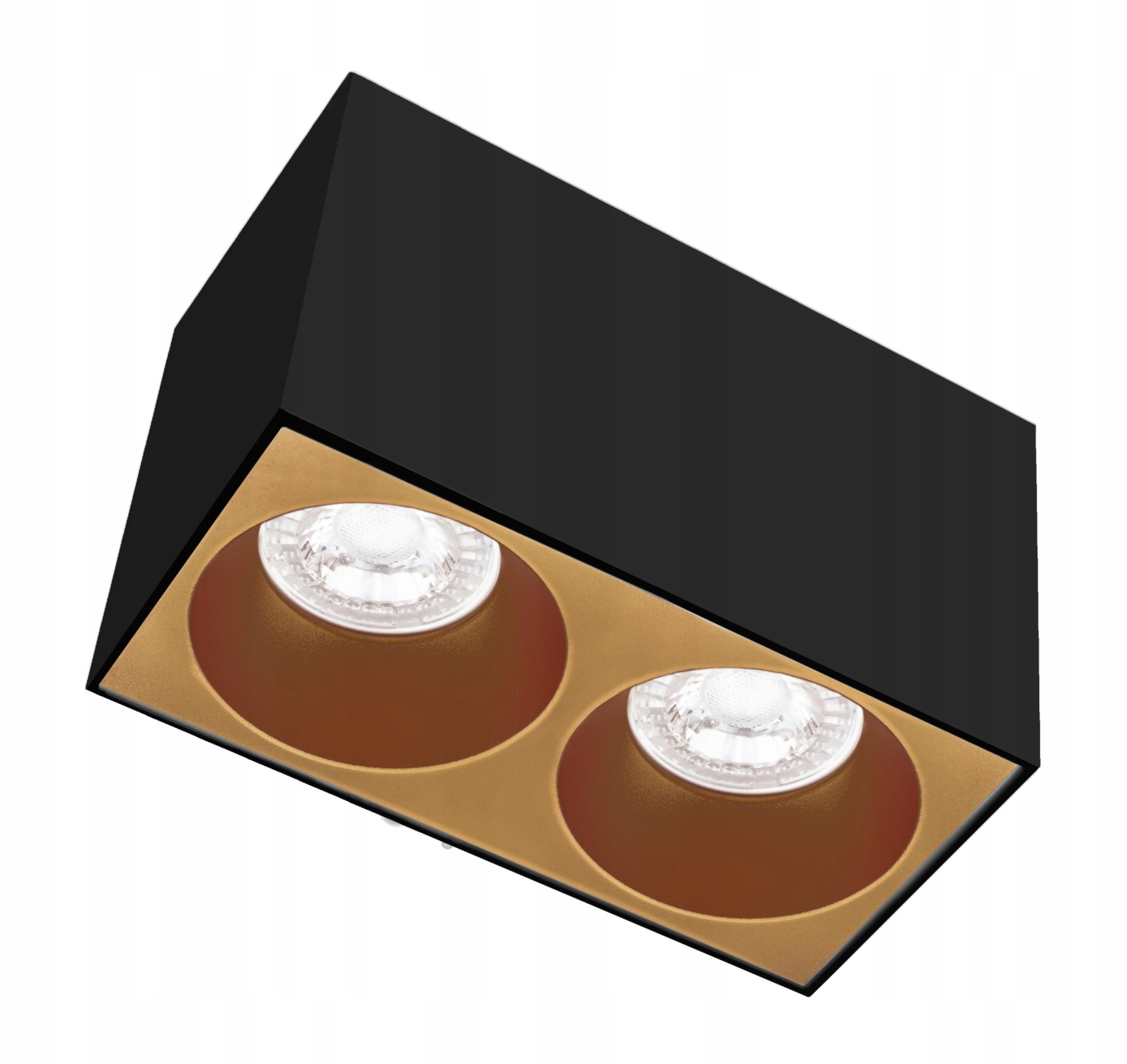 Century Essenza prisadené svietidlo Sq pre 2 GU10 čierna/zlatá