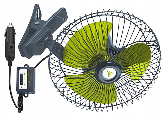 I9Z54 SAMOCHODOWY OBROTOWY KLIPS 12V WIATRAK WENTY