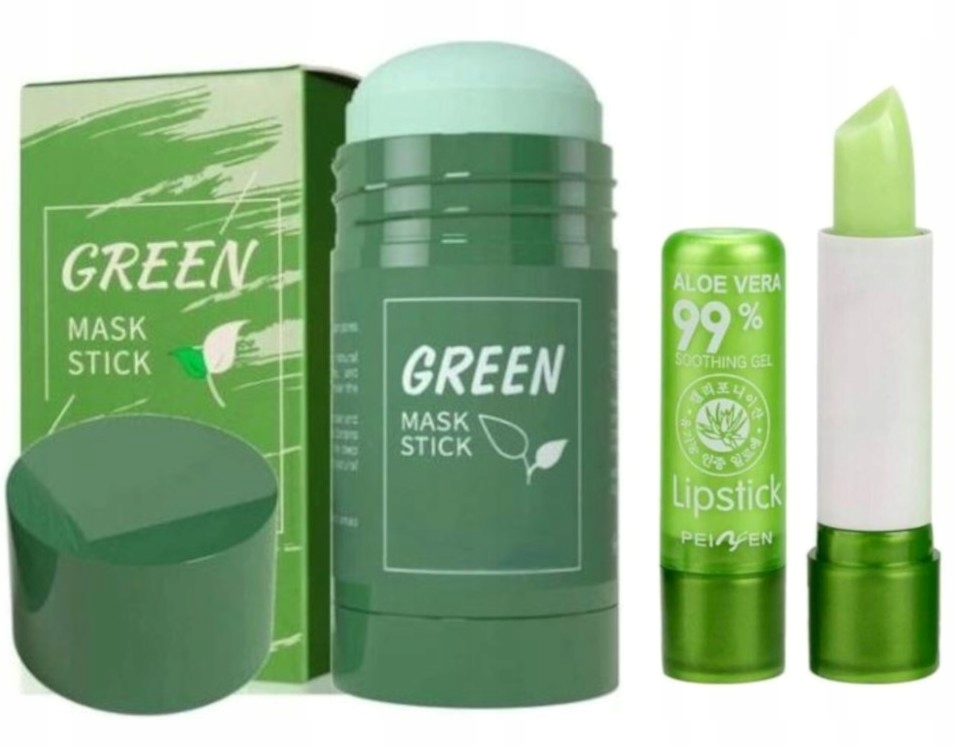GREEN TEA MASK STICK MASECZKA OCZYSZCZAJĄCA WĄGRY + POMADKA ALOE VERA 99%