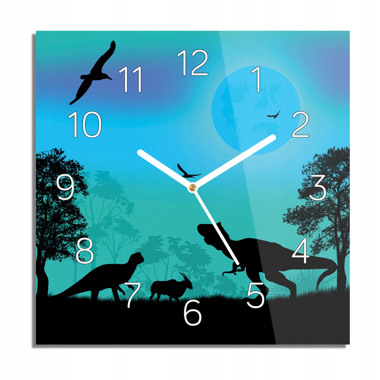 

Dinozaury grafika zegar szklany do kuchni 30x30
