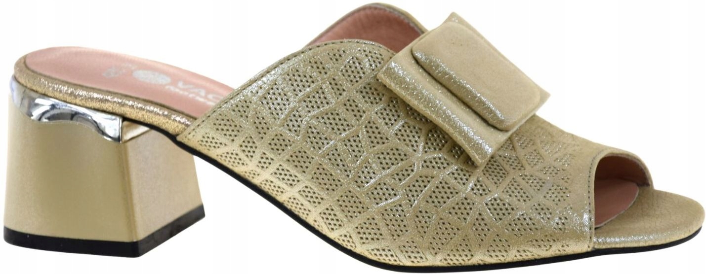 Elegantní nazouváky béžové s perleťovým podpatkem Vacarro 012-4235 VEL.36