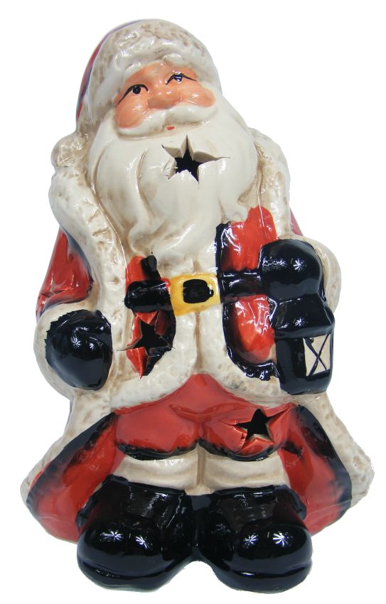 MIKOŁAJ FIGURKA CERAMICZNA VINTAGE 20cm ŚWIECI LED Motyw mikołaj